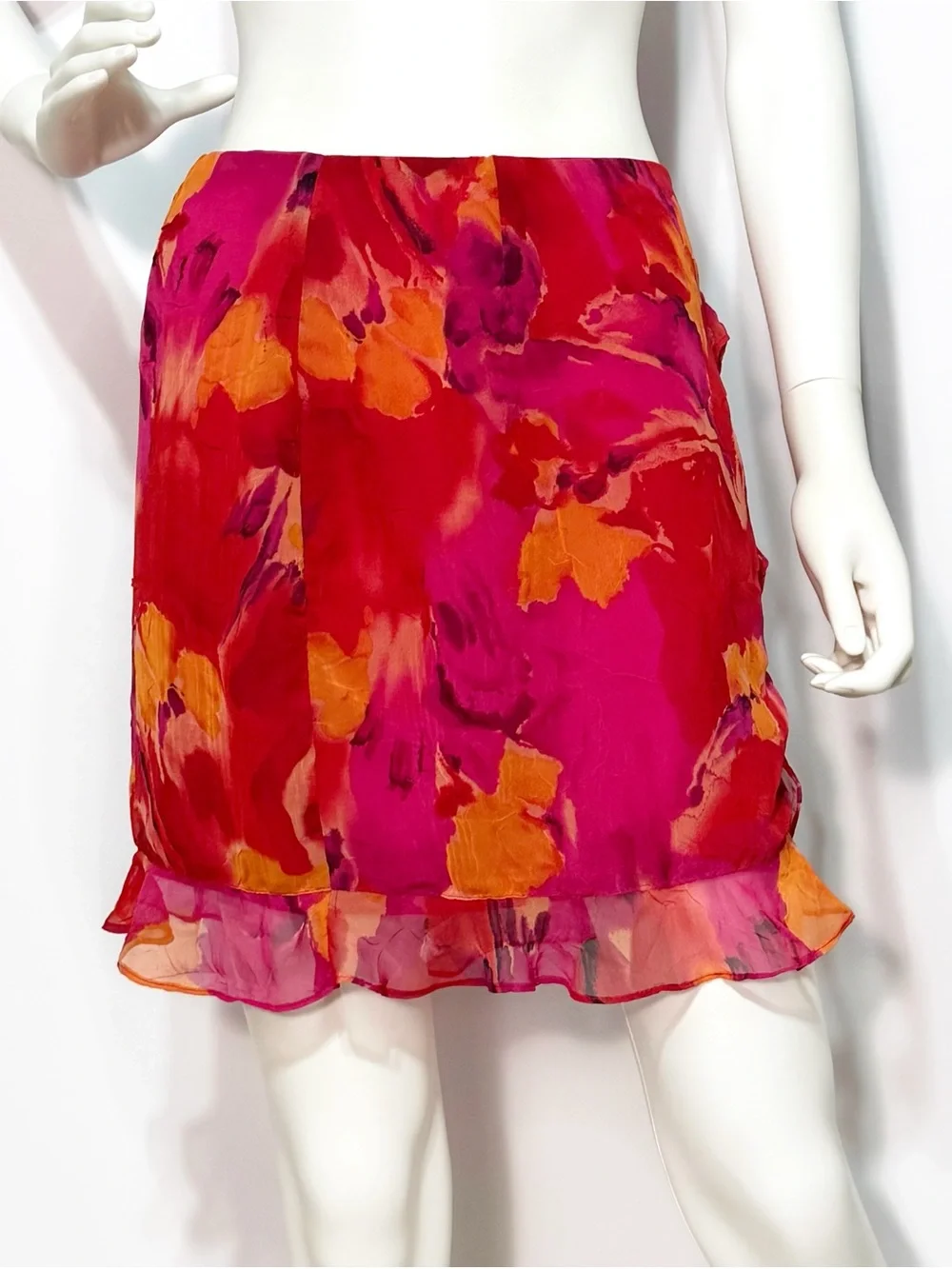 NWT Cache floral multicolored orange, red, fucsia Pink skirt |Size 6